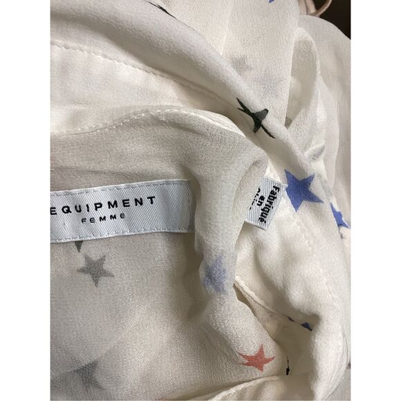 Equipment Star Print Silk Blouse Women’s Size XS Long Sleeve Multicolor Button U - Picture 13 of 16